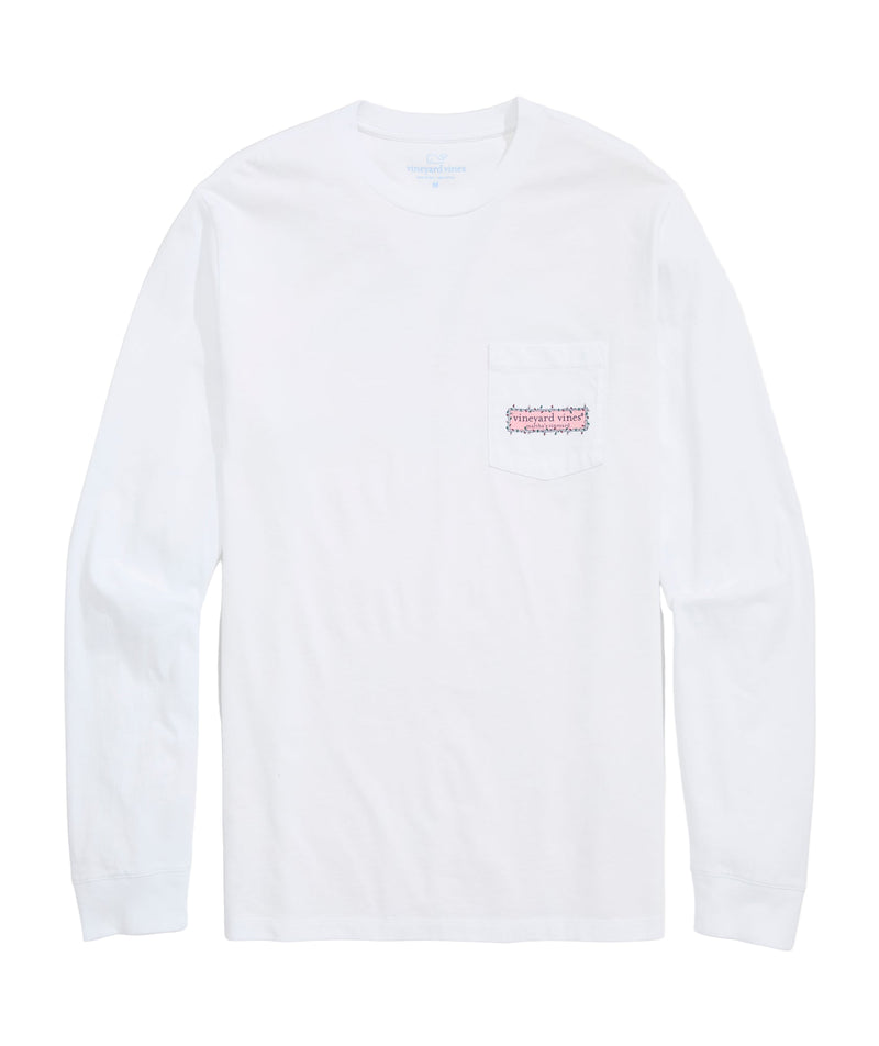 Vineyard Vines Mens String Lights Pups Logo Box Long-Sleeve Pocket T-Shirt