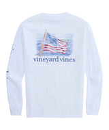 Vineyard Vines Mens Painted Shining Sea Flag Long-Sleeve Pocket T-Shirt