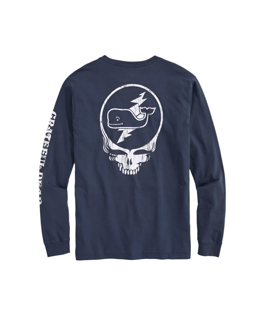 Vineyard Vines X Grateful Dead Mens Stealie and Whale Pocket Long Sleeve T-Shirt