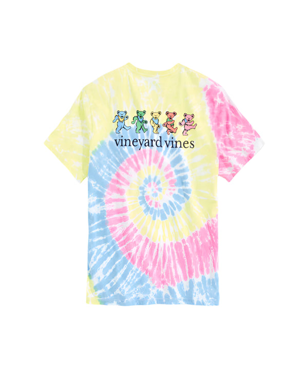 Vineyard Vines Mens Grateful Dead Dancing Bears Tie-Dye Short-Sleeve Pocket T-Shirt