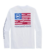 Vineyard Vines Mens Performance Harbor Fish Flags Long-Sleeve Harbor T-Shirt