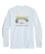 Vineyard Vines Mens Flats Watercolor Scenic Long-Sleeve Pocket T-Shirt
