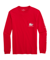 Vineyard Vines Mens Santa Whale Pocket Long Sleeve T-Shirt