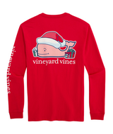 Vineyard Vines Mens Santa Whale Pocket Long Sleeve T-Shirt