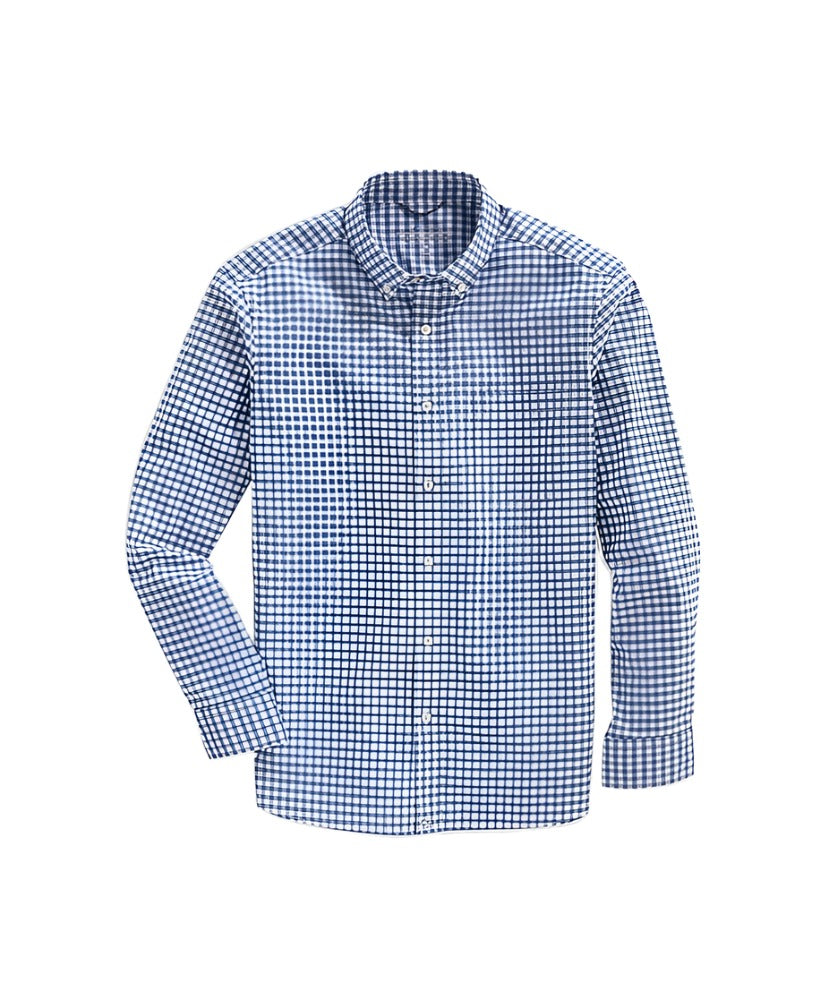 Vineyard Vines Mens On-The-Go brrrº Gingham Button Down Long