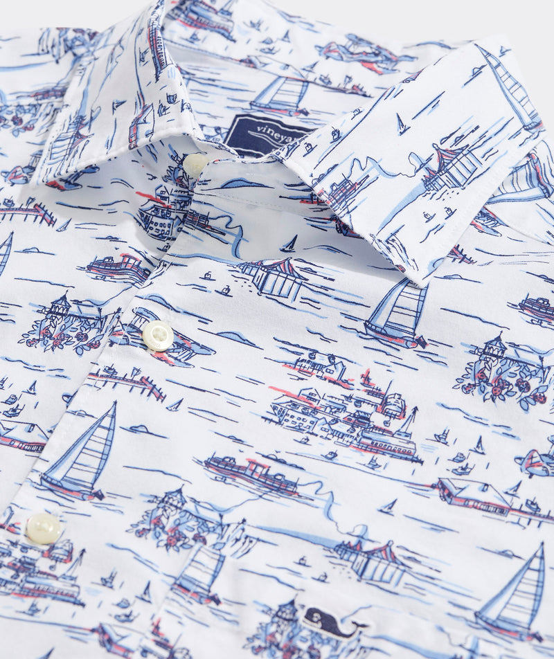 Vineyard Vines Mens Edgartown poplin Short Sleeve Button Down Shirt