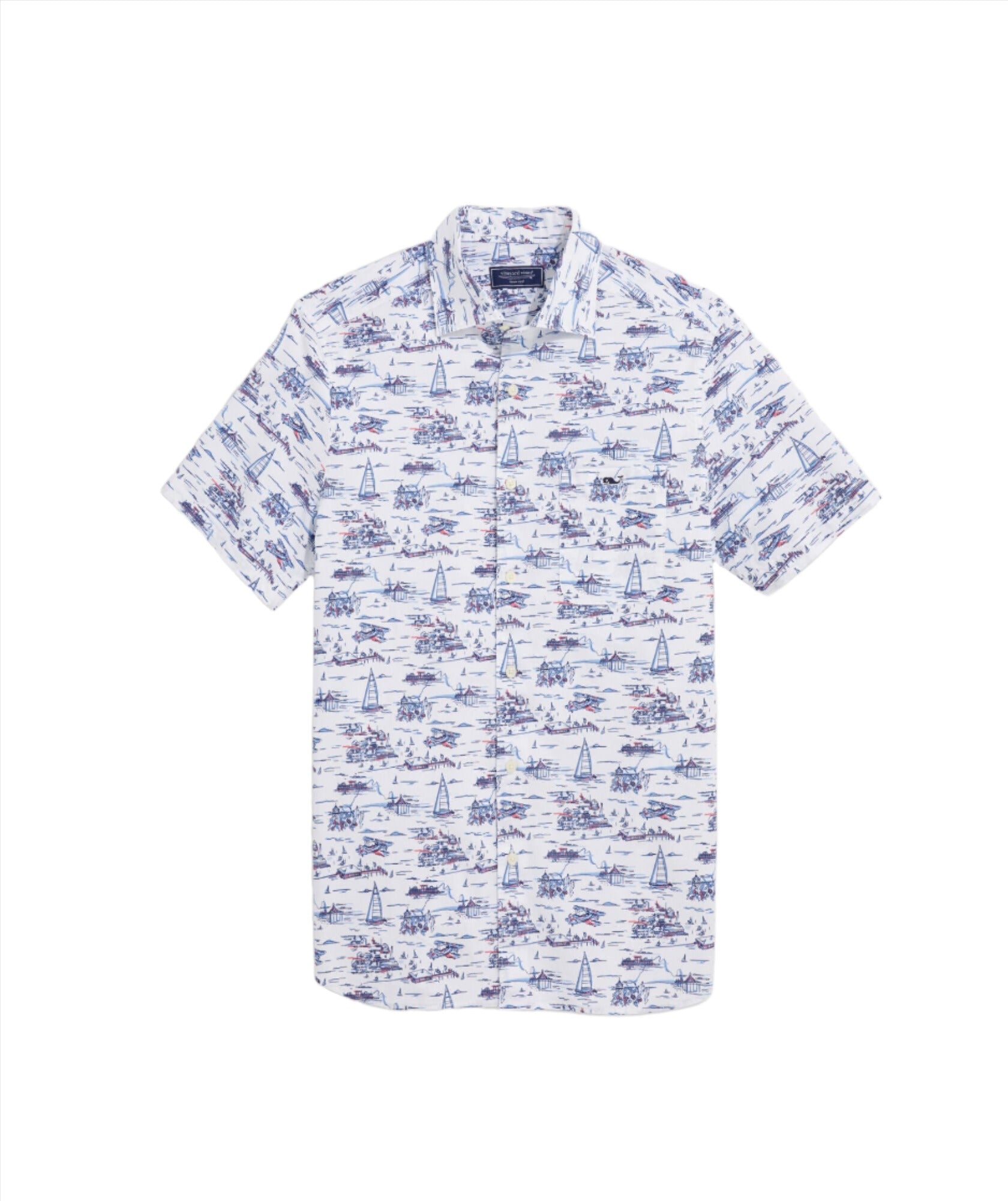 Vineyard Vines Mens Edgartown poplin Short Sleeve Button Down Shirt