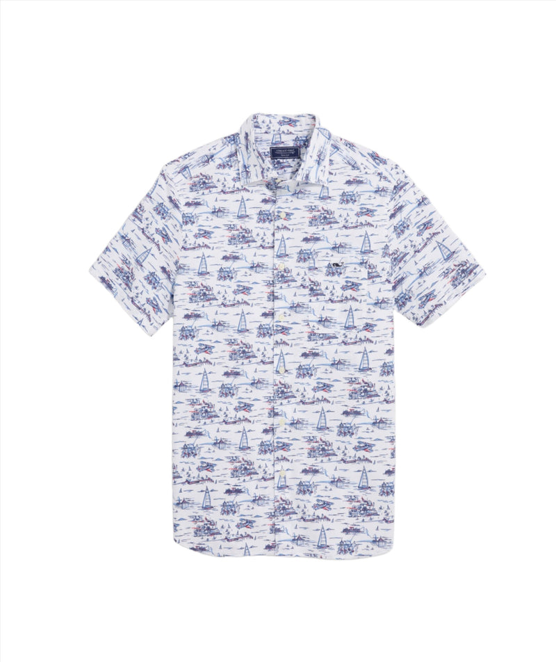 Vineyard Vines Mens Edgartown poplin Short Sleeve Button Down Shirt