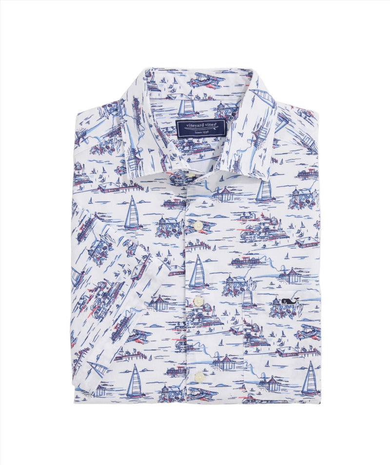 Vineyard Vines Mens Edgartown poplin Short Sleeve Button Down Shirt