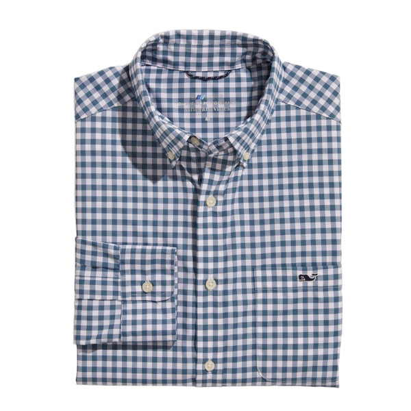 Vineyard Vines Gingham On-The-Go Long Sleeve Button Down Shirt