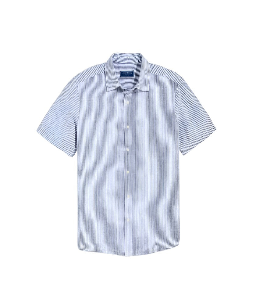 Vineyard Vines Mens Linen Stripe Short Sleeve Button Down Shirt