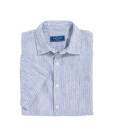 Vineyard Vines Mens Linen Stripe Short Sleeve Button Down Shirt