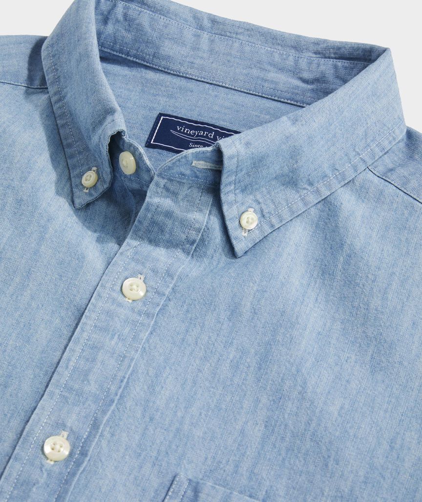 Vineyard Vines Mens Chambray Short Sleeve Shirt