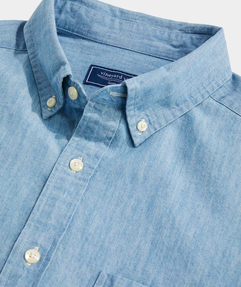 Vineyard Vines Mens Chambray Short Sleeve Shirt