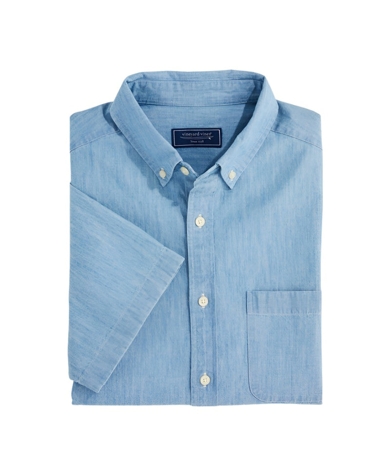 Vineyard Vines Mens Chambray Short Sleeve Shirt