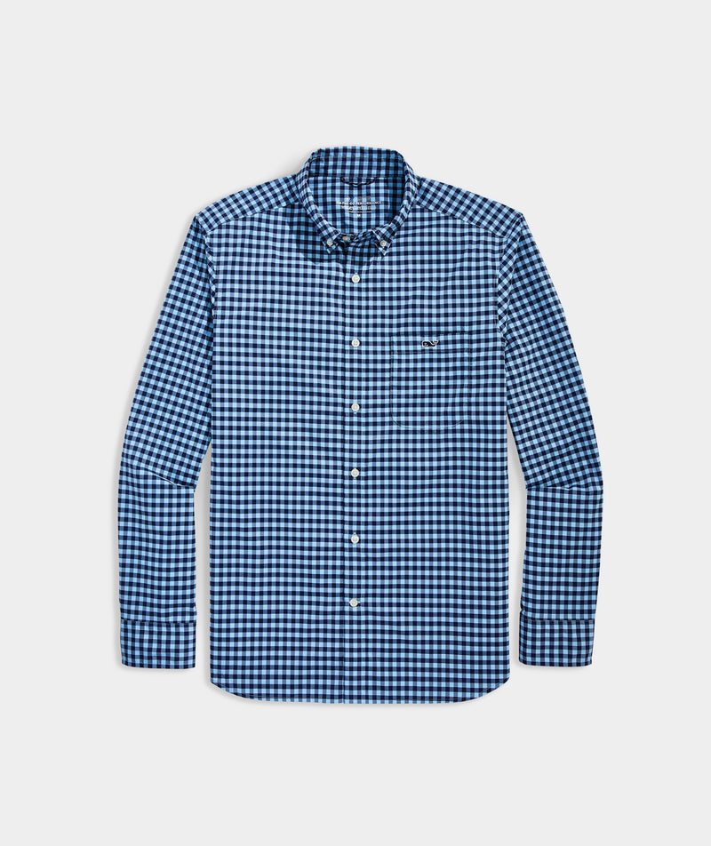 Vineyard Vines Mens On-The-Go Gingham Long Sleeve Button Down Shirt