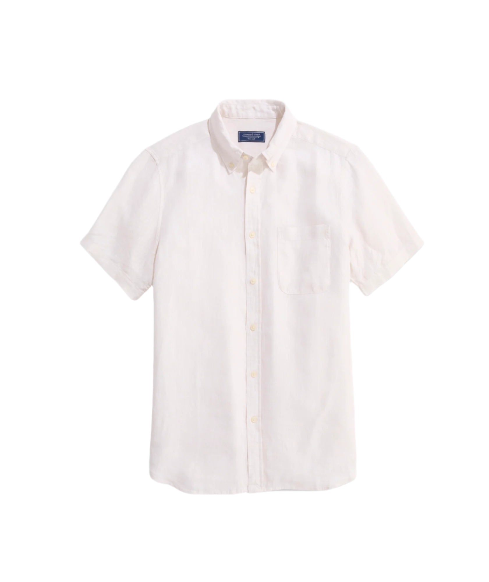 Vineyard Vines Mens Surfside Solid Linen Short Sleeve Button Down Shirt