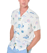 Vineyard Vines Mens Gasparilla Icons Linen Blend Short Sleeve Shirt