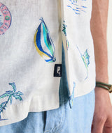 Vineyard Vines Mens Gasparilla Icons Linen Blend Short Sleeve Shirt