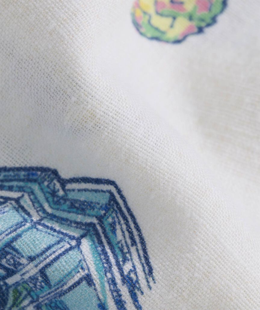 Vineyard Vines Mens Gasparilla Icons Linen Blend Short Sleeve Shirt