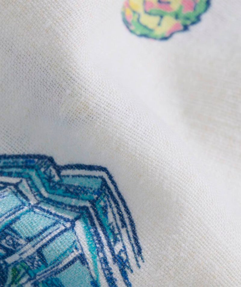 Vineyard Vines Mens Gasparilla Icons Linen Blend Short Sleeve Shirt