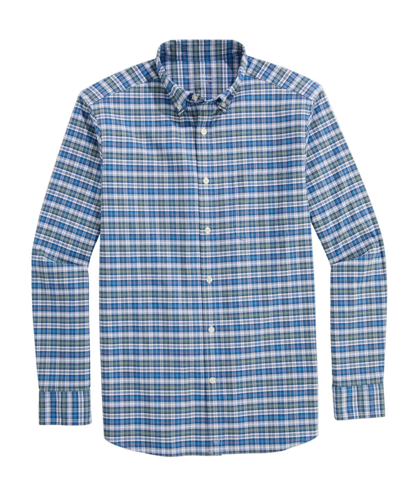 Vineyard Vines Mens Faraway Plaid Performance Cotton Long Sleeve Shirt