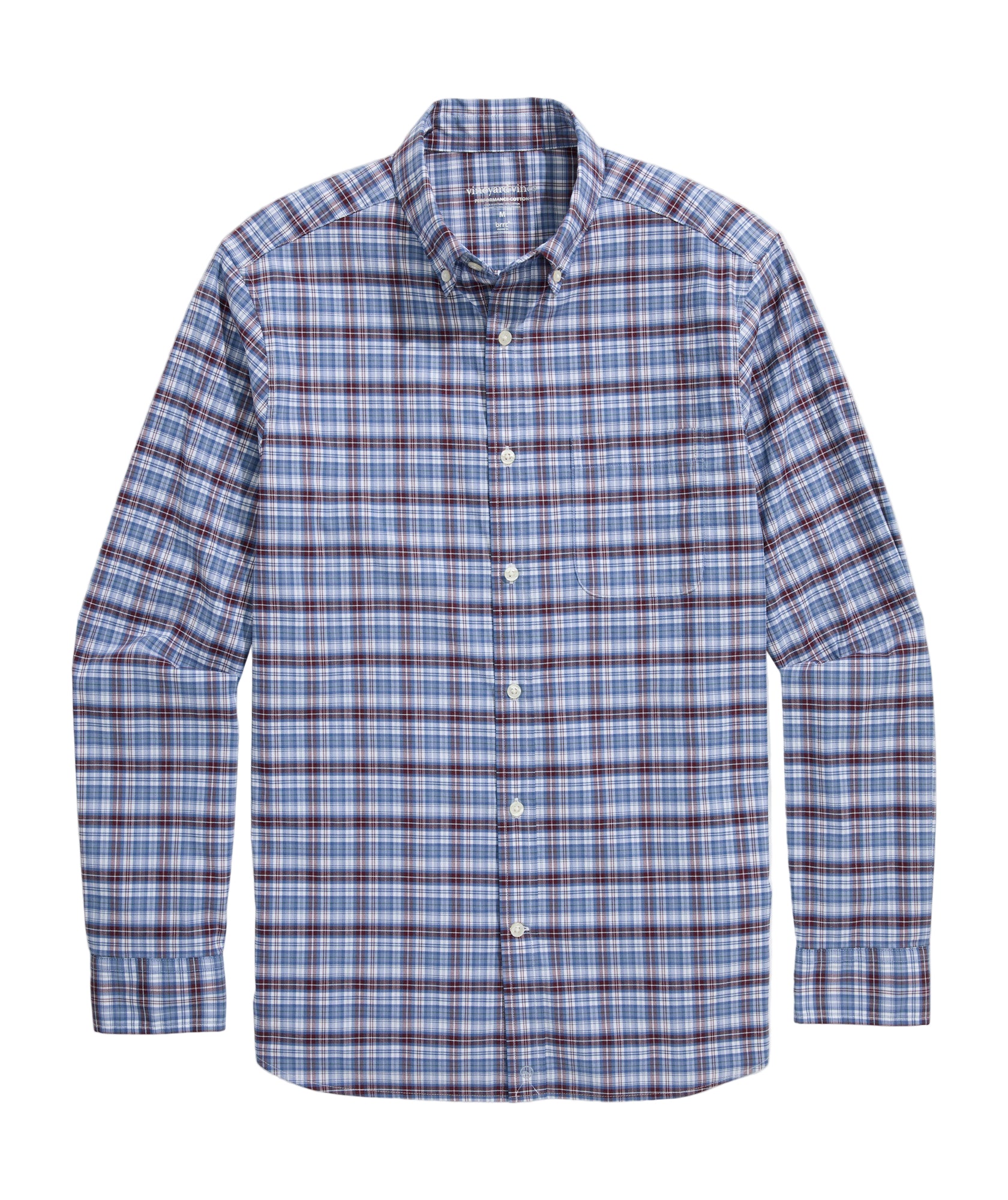Vineyard Vines Mens Faraway Plaid Performance Cotton Long Sleeve Shirt