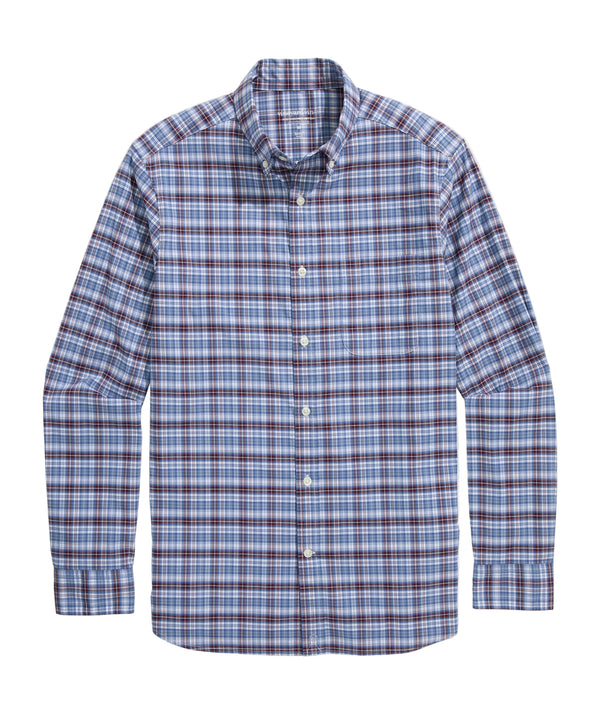 Vineyard Vines Mens Faraway Plaid Performance Cotton Long Sleeve Shirt