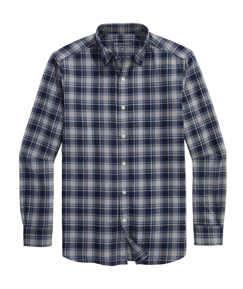 Vineyard Vines Mens Performance Brushed Tech Twill Jethro Plaid Shirt