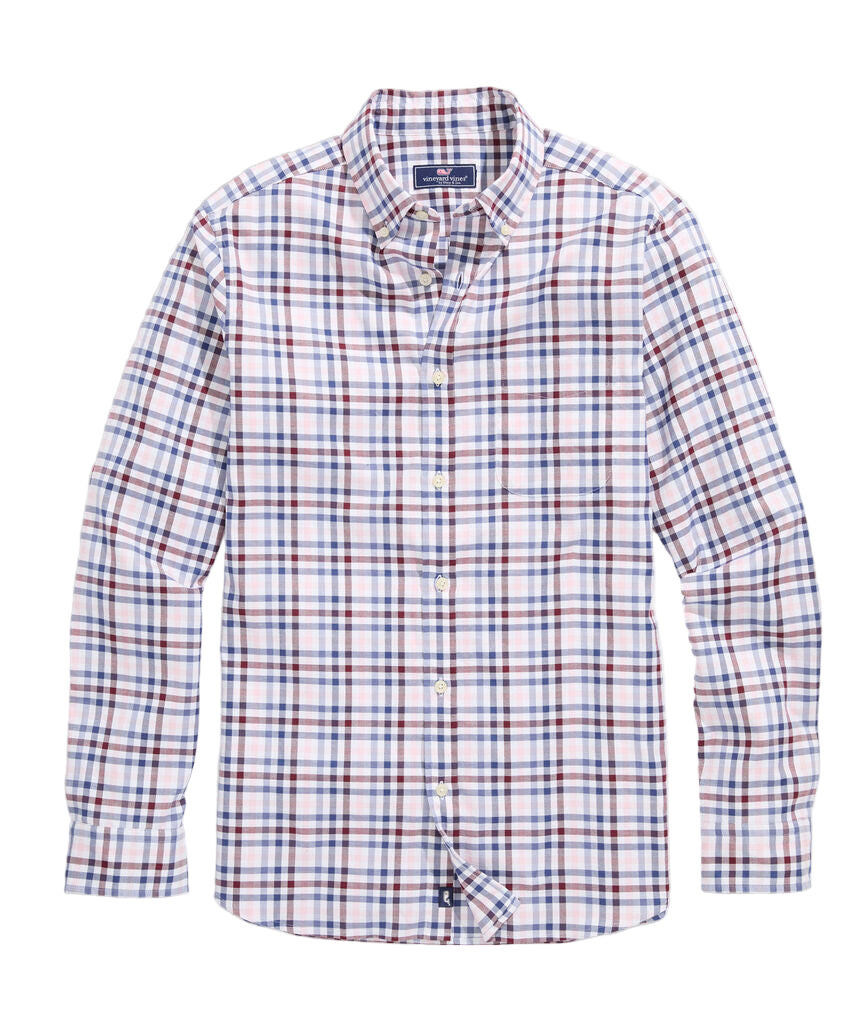 Vineyard Vines Mens Monomoy Tattersall Oxford Long Sleeve Shirt