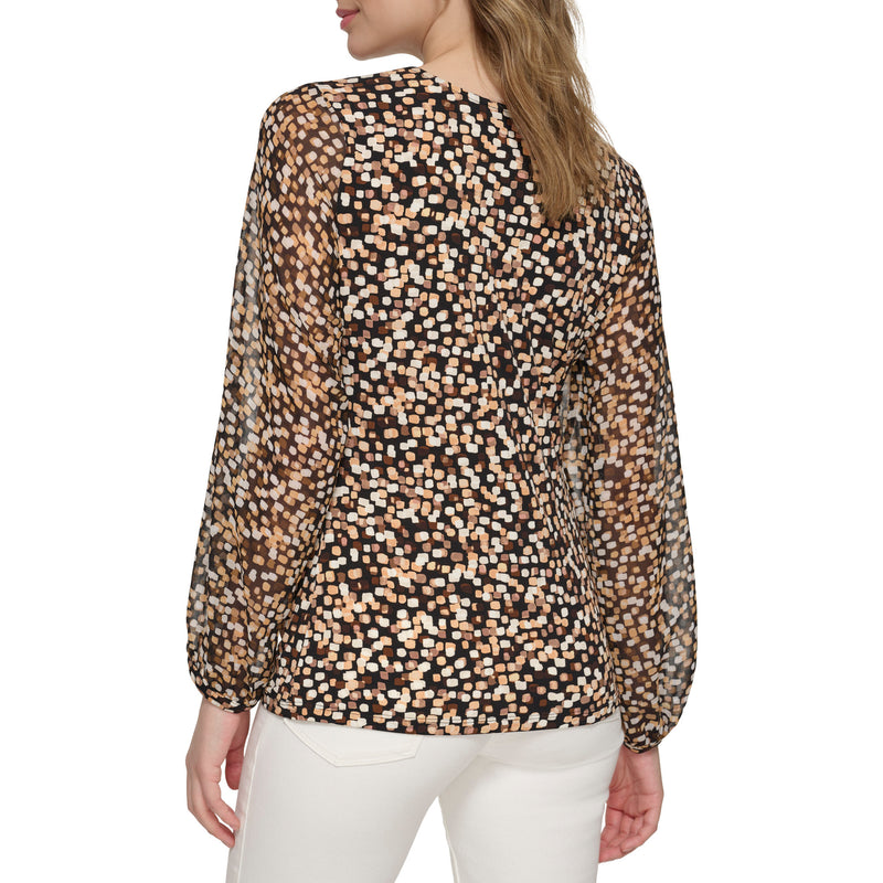 Calvin Klein Womens Printed Jersey Long Sleeve Top