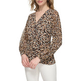 Calvin Klein Womens Printed Jersey Long Sleeve Top
