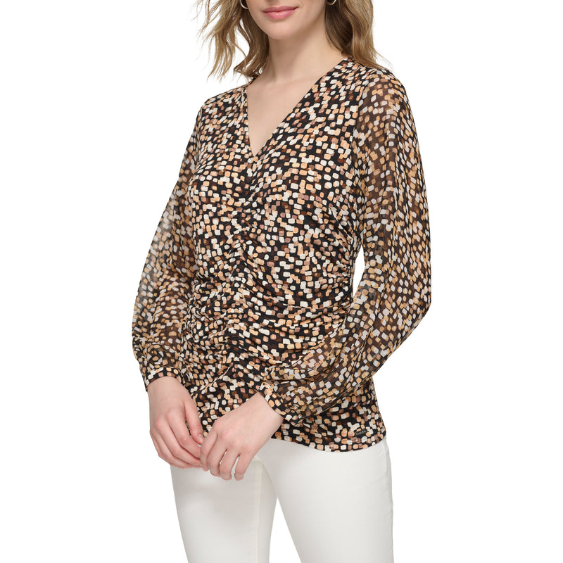 Calvin Klein Womens Printed Jersey Long Sleeve Top
