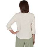 Alfred Dunner Womens Sequined Floral Mesh Overlay Knit Top