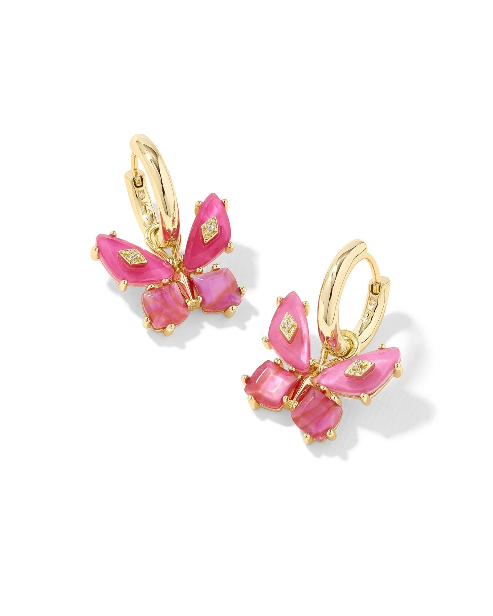 Kendra Scott Gold-Plated Bianca Pink Butterfly Huggie Earrings