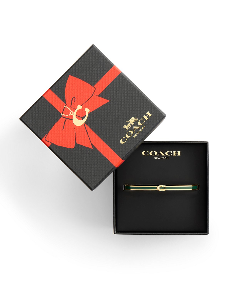 COACH Gold-Plated Green Enamel Hinged Bracelet