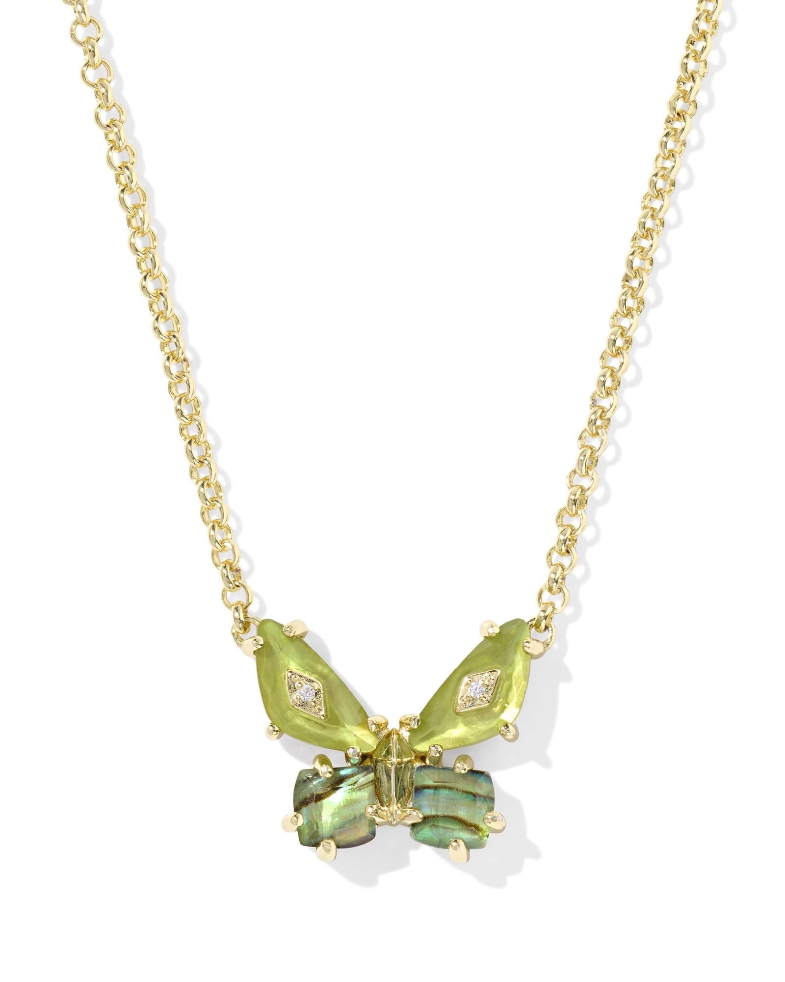 Kendra Scott Bianca Gold-Plated Green Butterfly Pendant Necklace