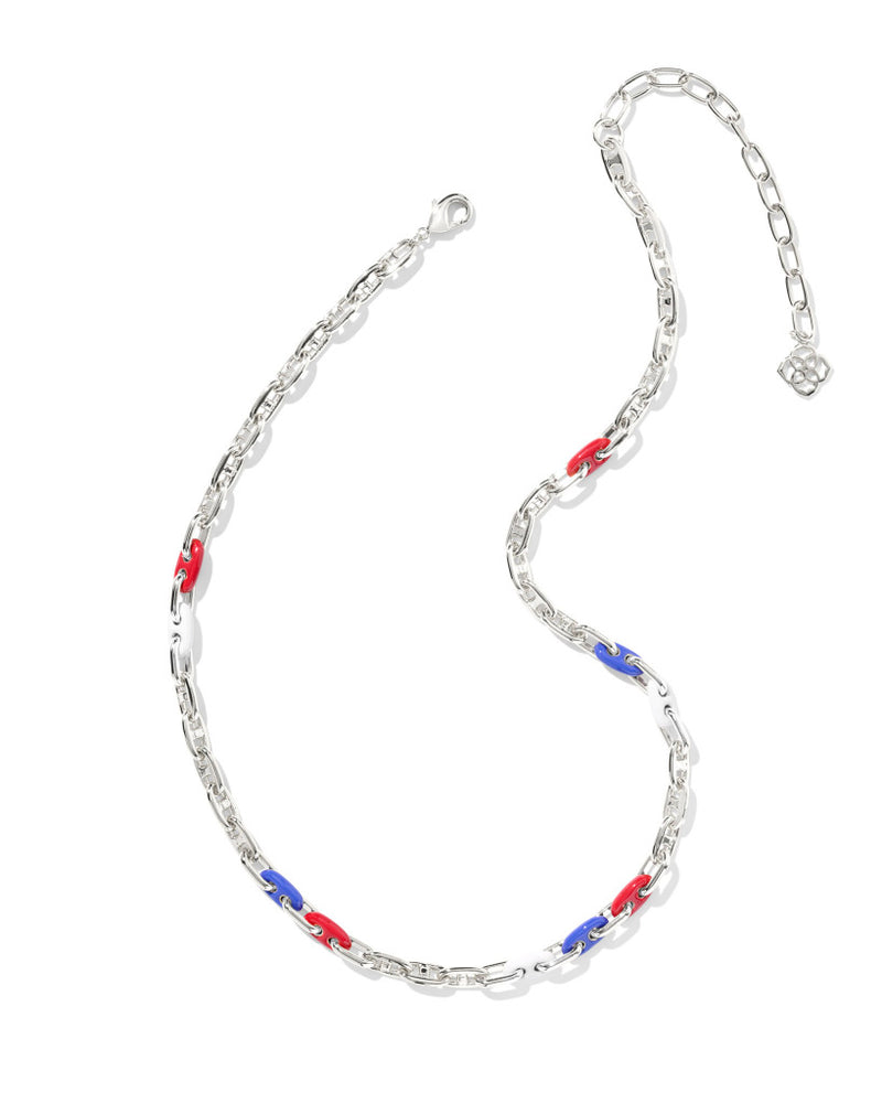 Kendra Scott Silver-Plated Bailey Red White & Blue Chain