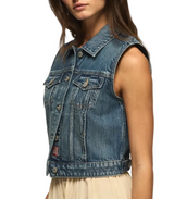 Lucky Brand Womens Cropped Trucker Vest
