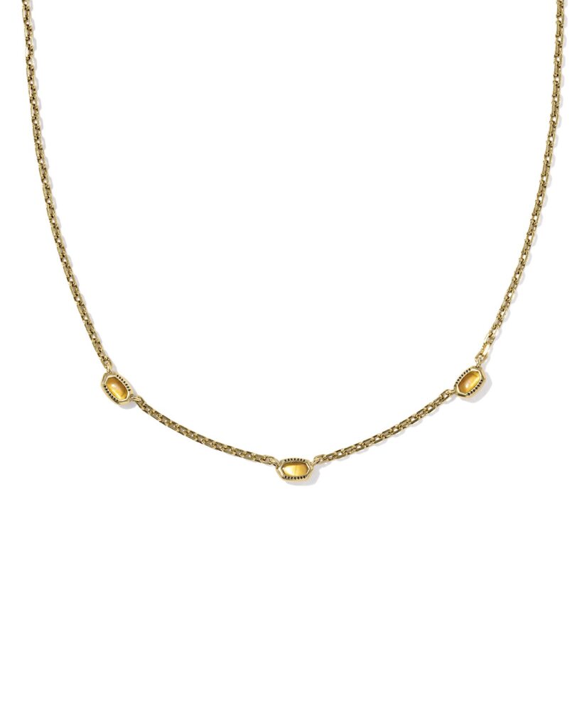 Kendra Scott Gold Mini Elisa Three Amber Stone Strand Necklace