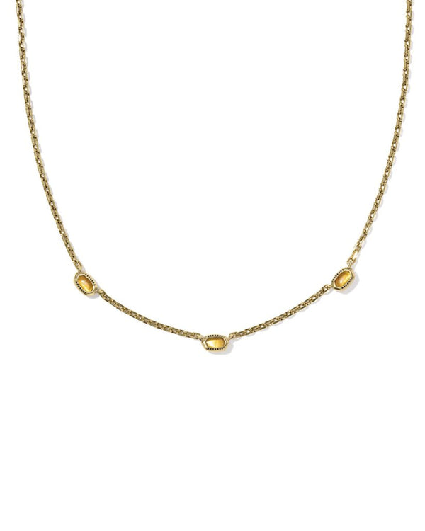 Kendra Scott Gold Mini Elisa Three Amber Stone Strand Necklace