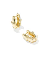 Kendra Scott Courtney Gold Enamel Huggie Earrings - White Enamel