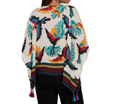 Ruby Road Womens Paradise Birds Printed Crepe Short Sleeve T-Shirt