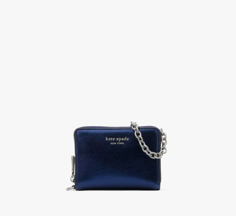 Kate Spade Natasha Metallic Pebbled Leather Chain Compact Wristlet