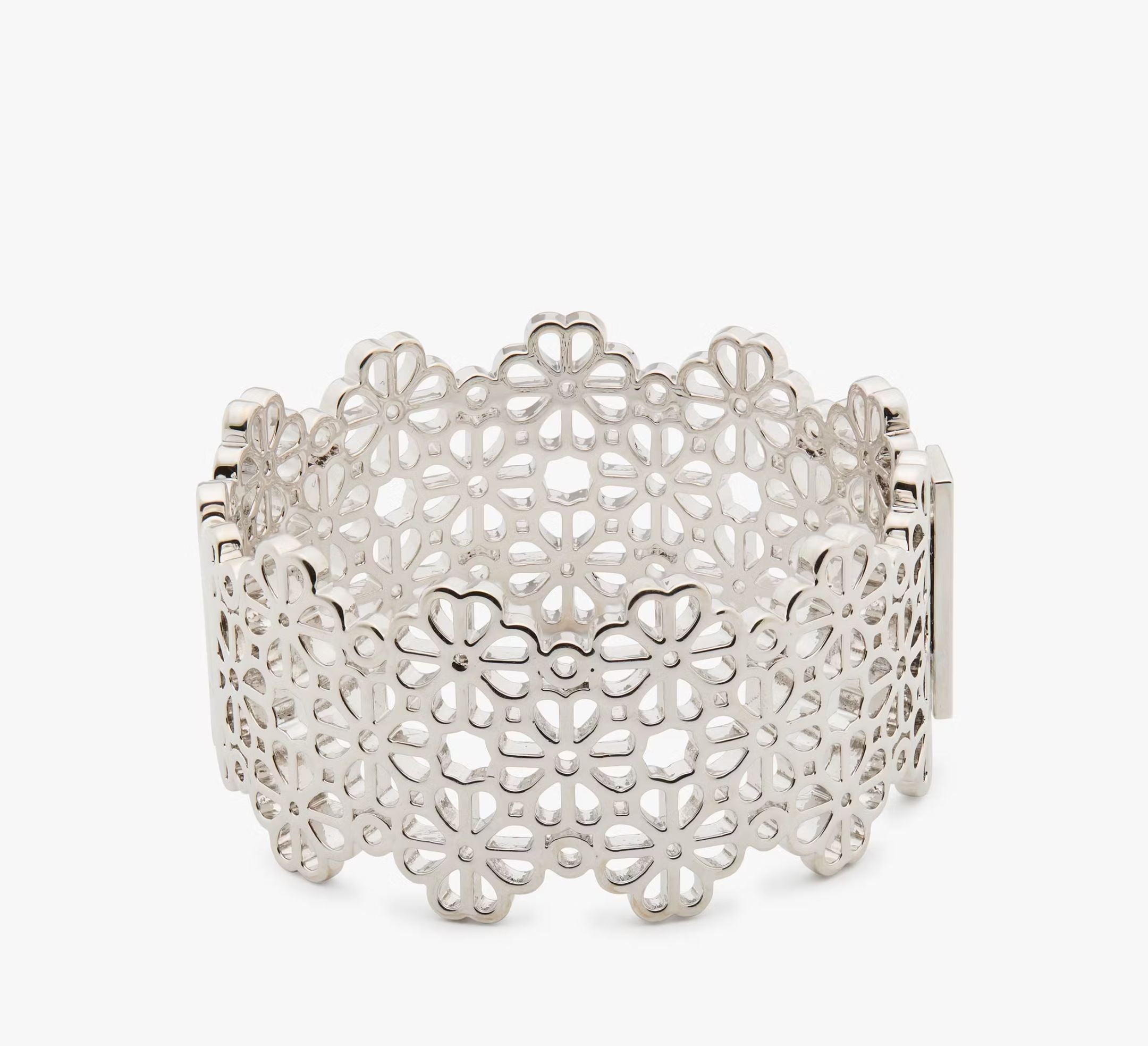 Kate Spade Spade Flower Lace Statement Bangle - Silver