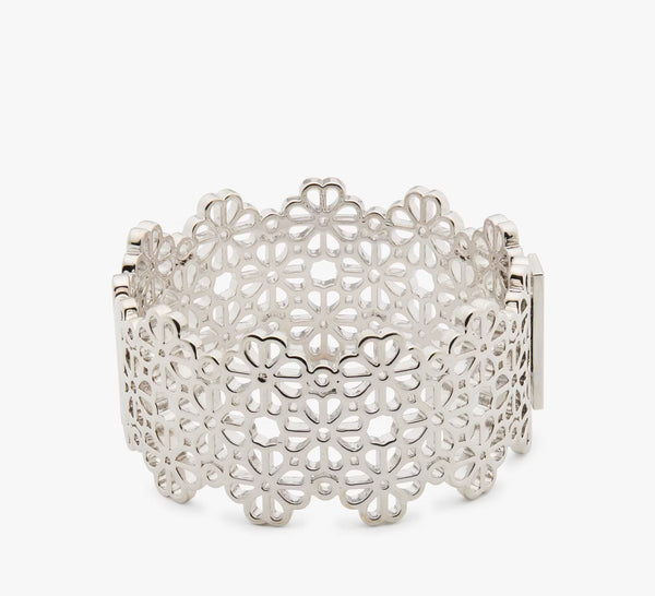 Kate Spade Spade Flower Lace Statement Bangle - Silver