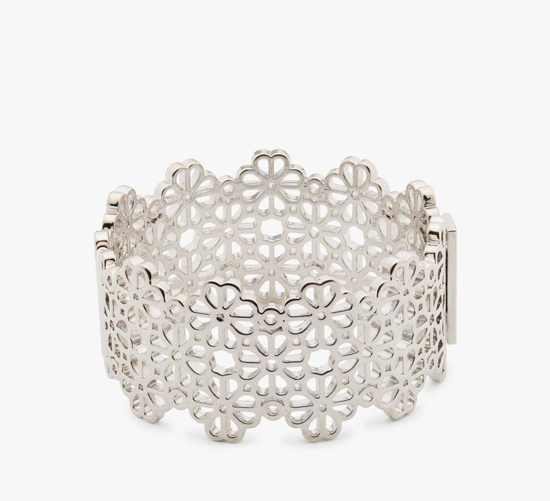 Kate Spade Spade Flower Lace Statement Bangle - Silver