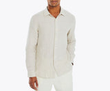 Nautica Mens Linen Solid Long Sleeve Button Down Shirt