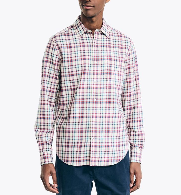 Nautica Mens Sustainably Crafted Plaid Long Sleeve Shirt