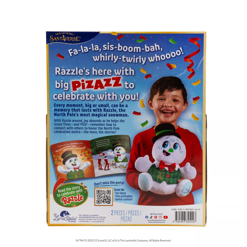 The Elf on the Shelf SnoStax Razzle the Snowman Plush & Book 20th Anniversary Edition